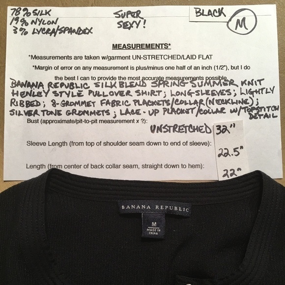 BANANA REPUBLIC Silk Blend SPRING SUMMER Henley Pullover SWEATER, Size M - Picture 8 of 8